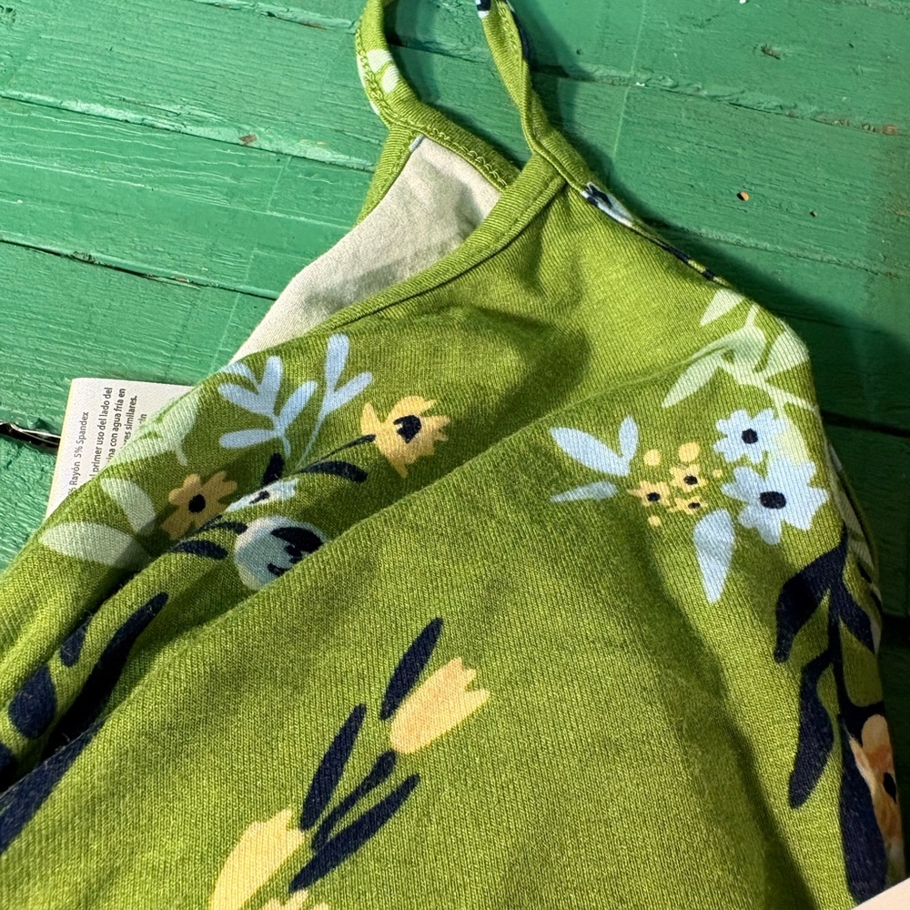 Serra Green Floral Maxi Dress with Navy & Light Blue Accents - Picture 3 of 8